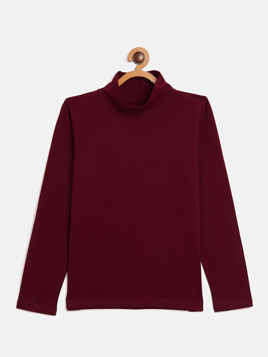 Maroon Kids Full Sleeves High Neck T-Shirt