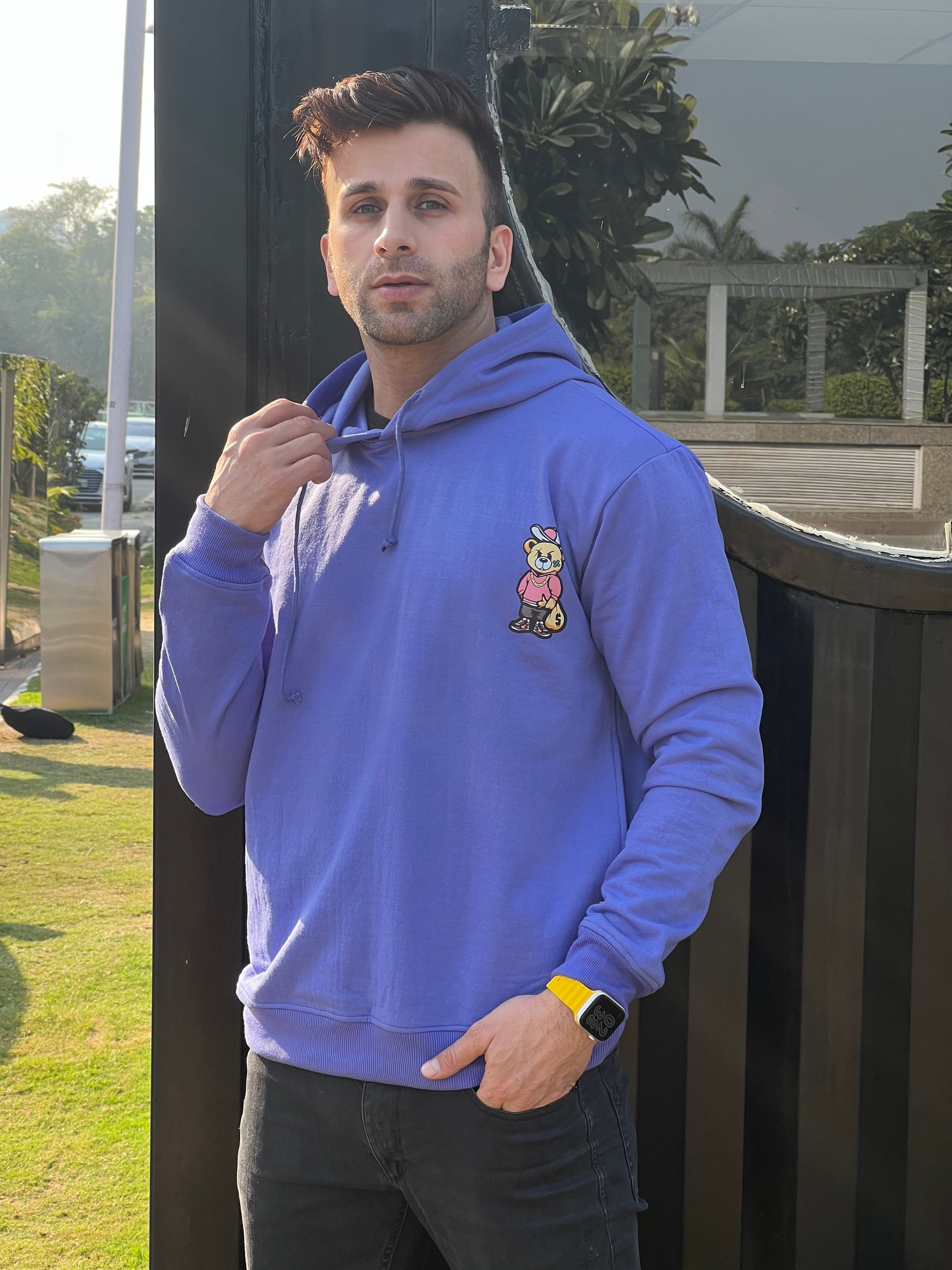 "Bear" Full Sleeve Blue Hoodie