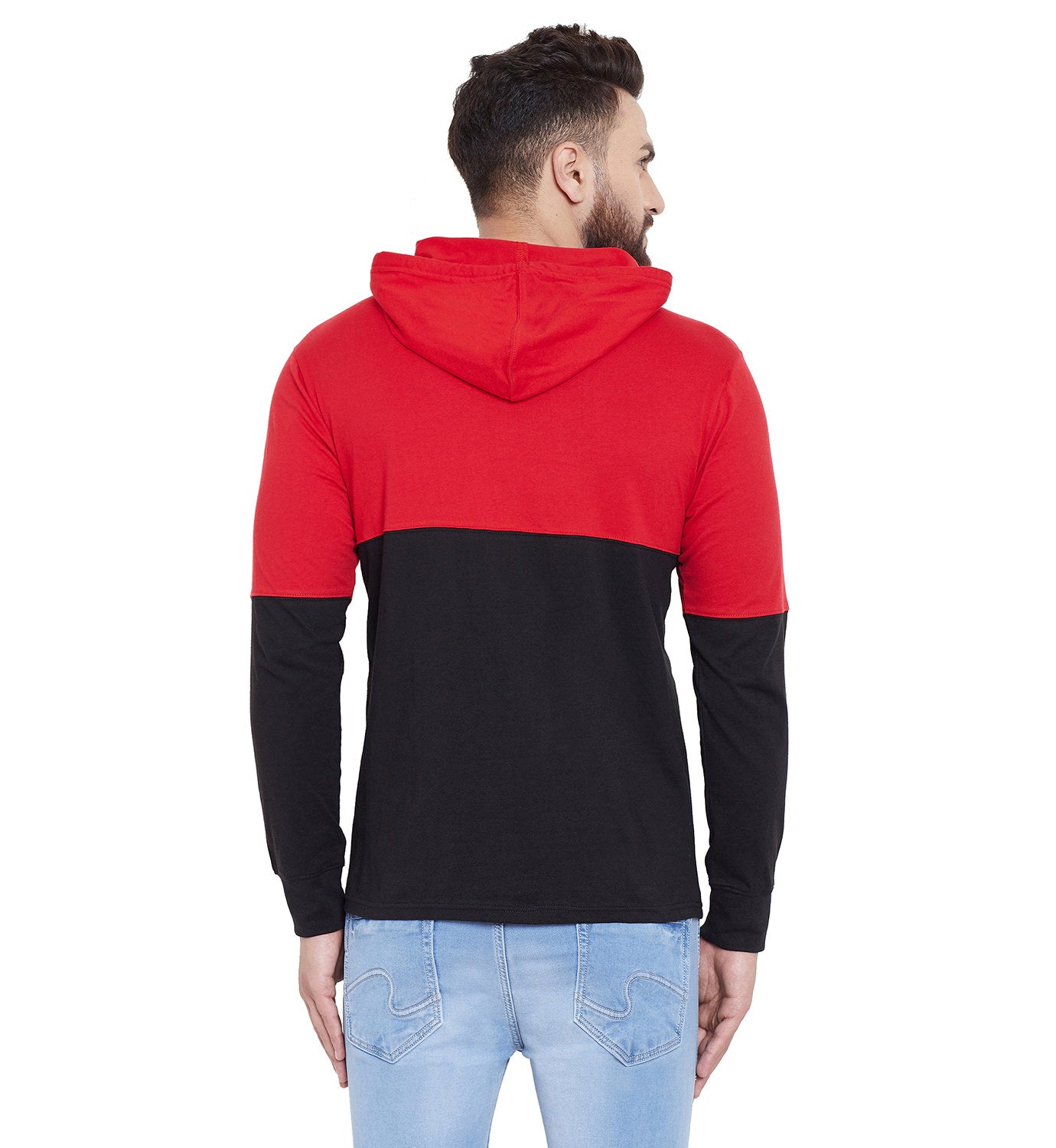 Red/Black Printed Hooded Full Sleeves T-Shirt