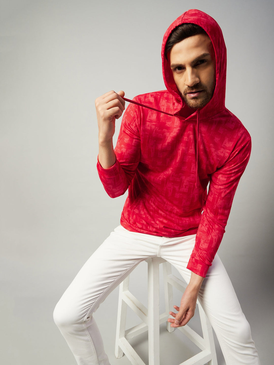 Lycra Blend Fabric Hooded Neck