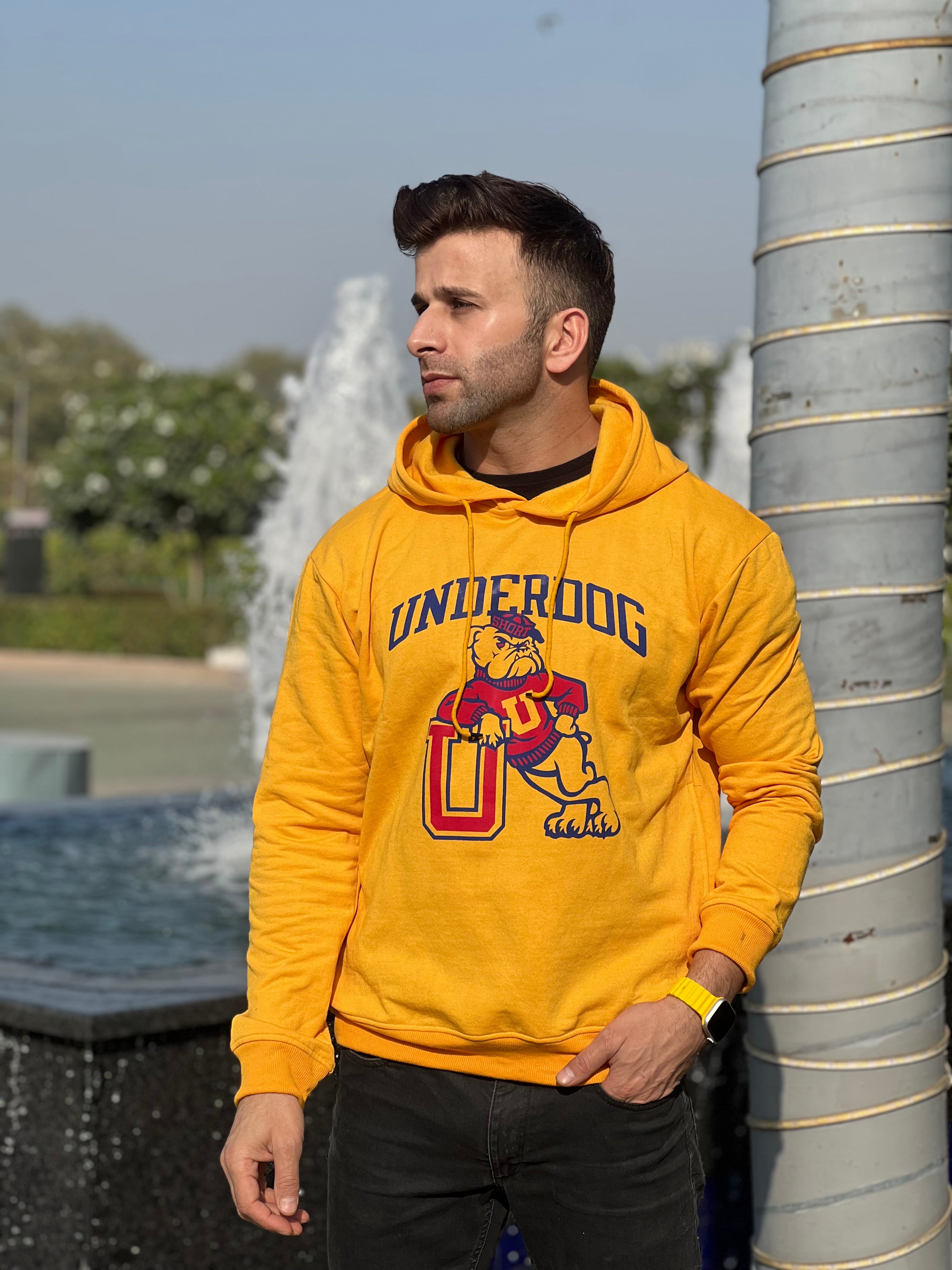 "UnderDog" Yellow Fleece Hoodie