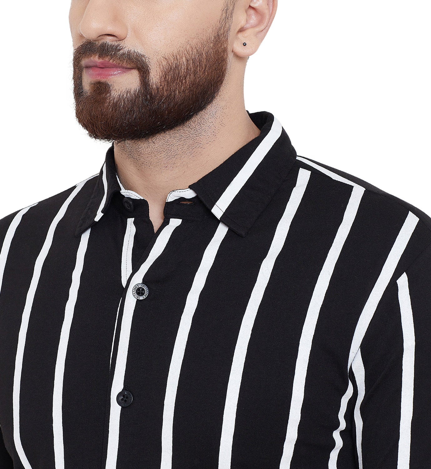 Black Printed Regular Collar Full Sleeves Shirt