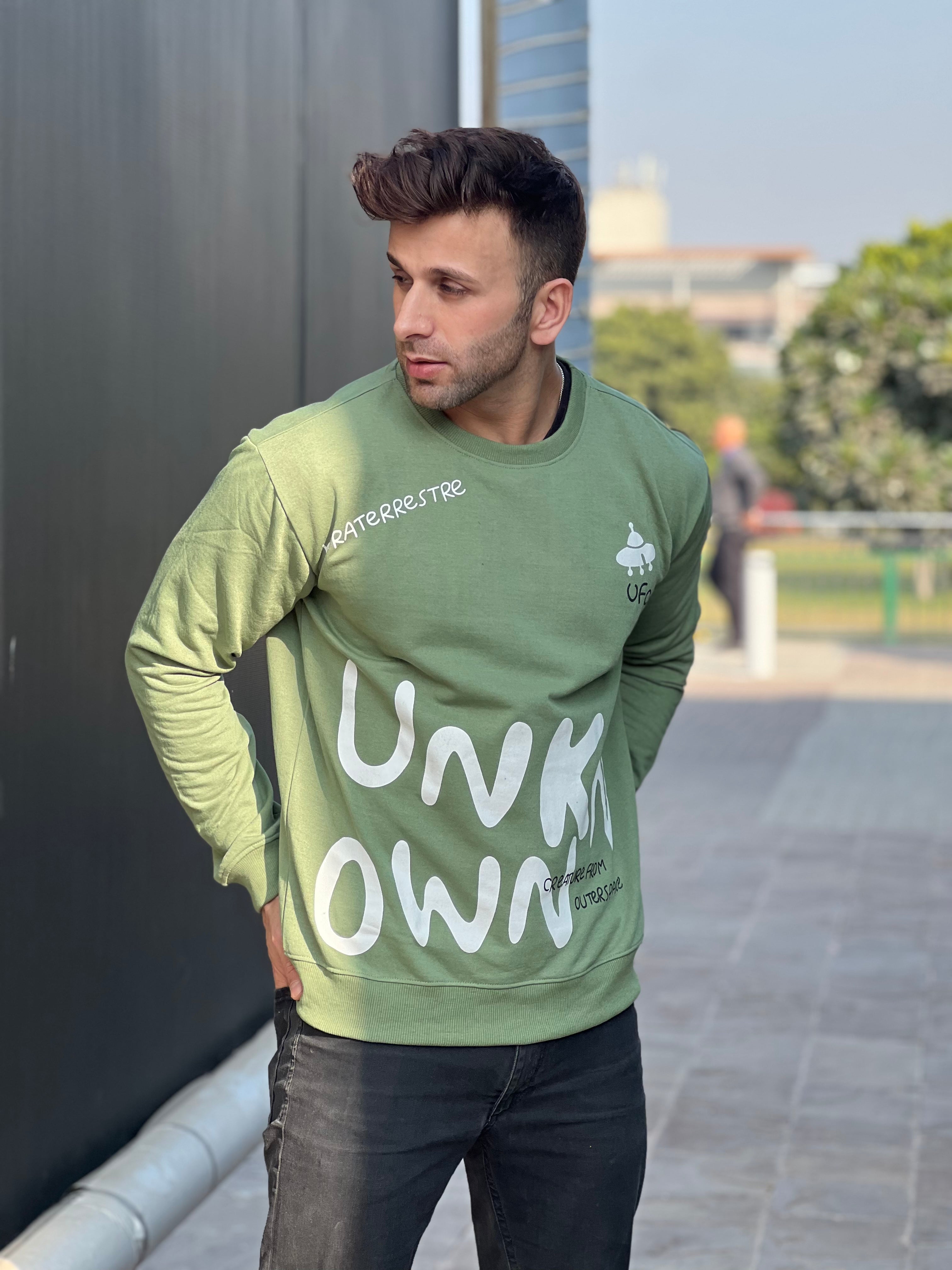 "Unknown" Moss Green Fleece Sweatshirt