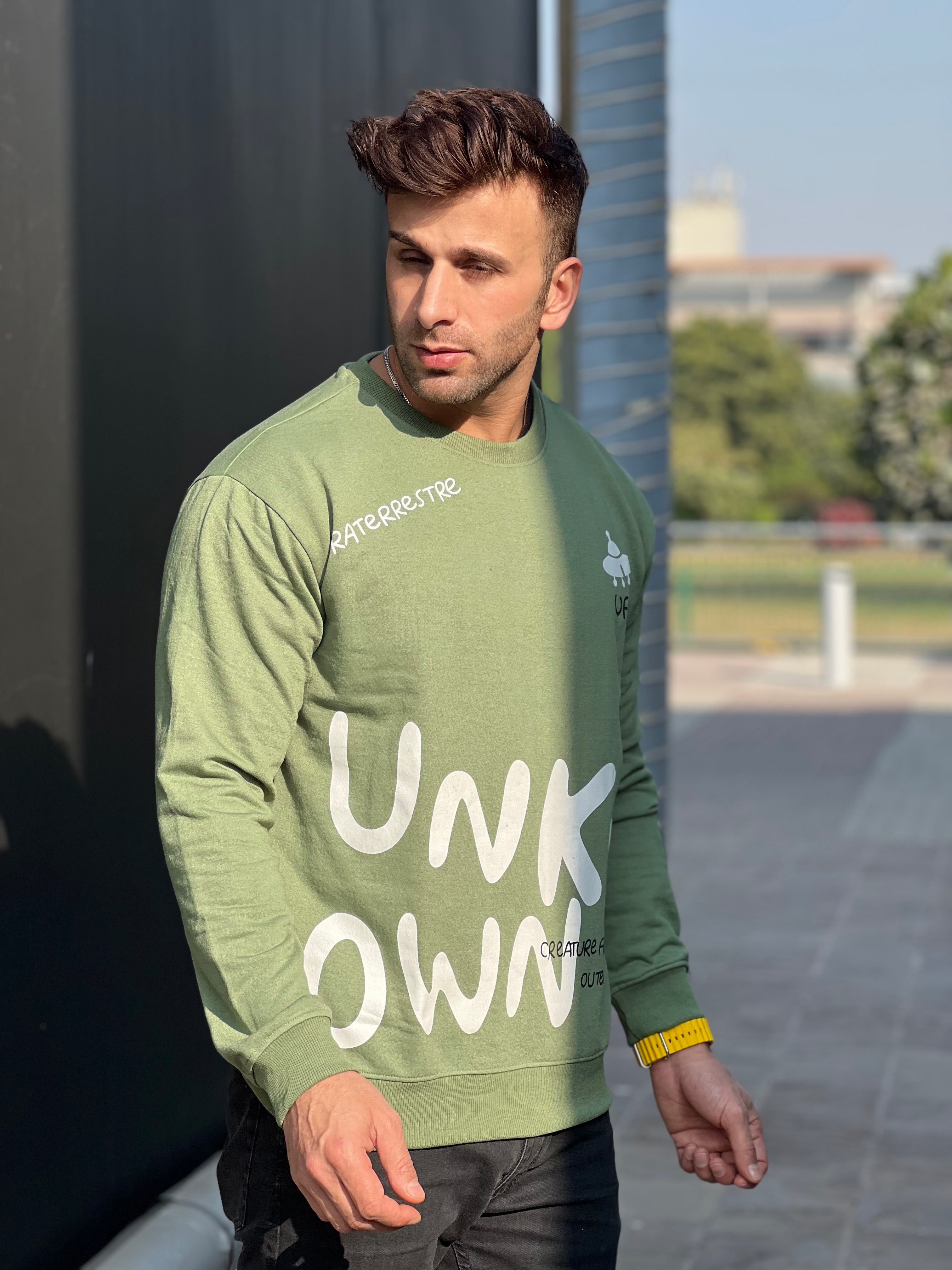 "Unknown" Moss Green Fleece Sweatshirt