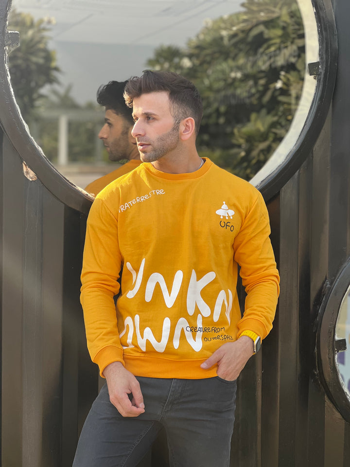 "Unknown" Full Sleeve Yellow Fleece Sweatshirt