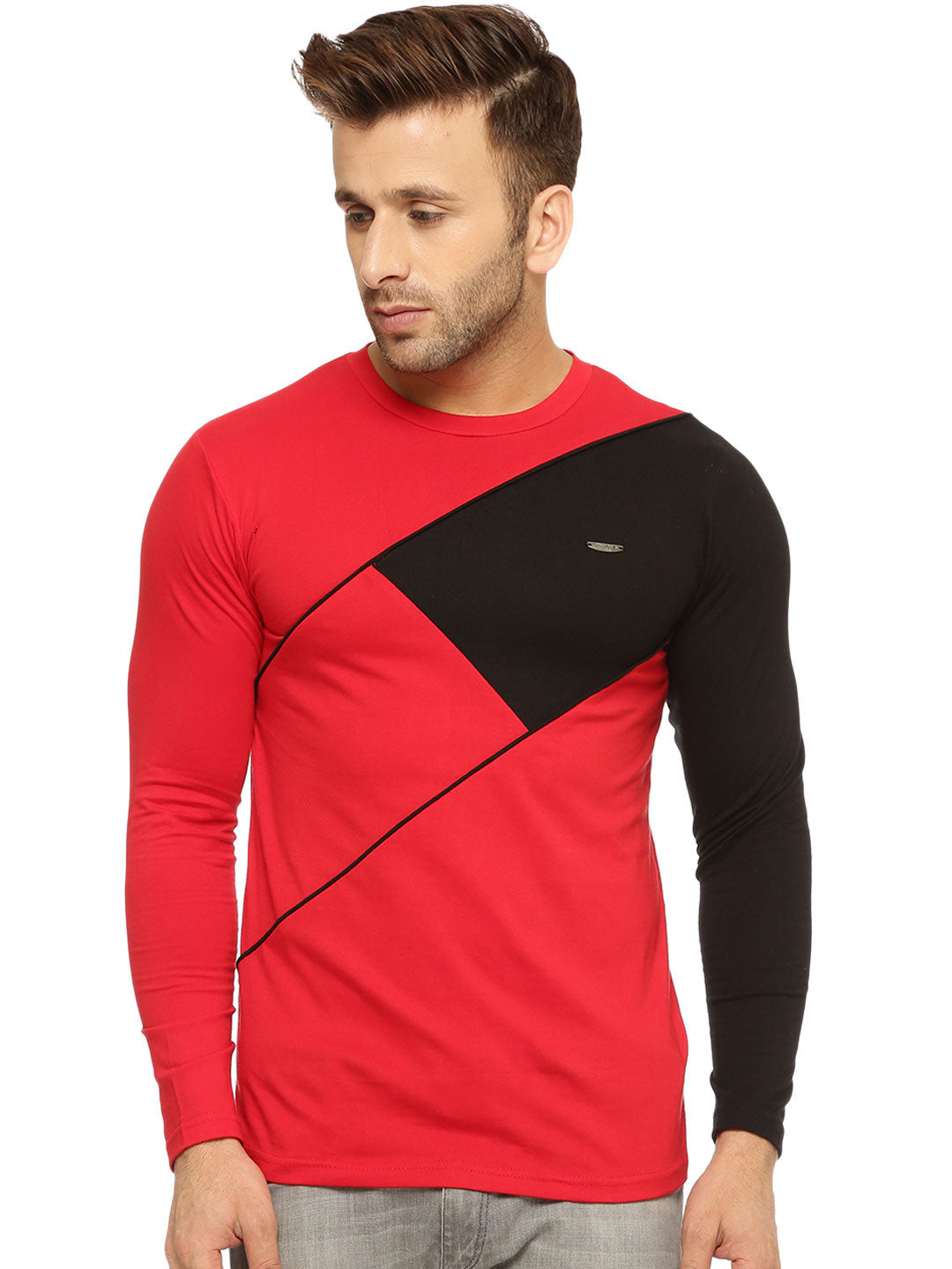 Red/Black  Round Neck T-Shirt