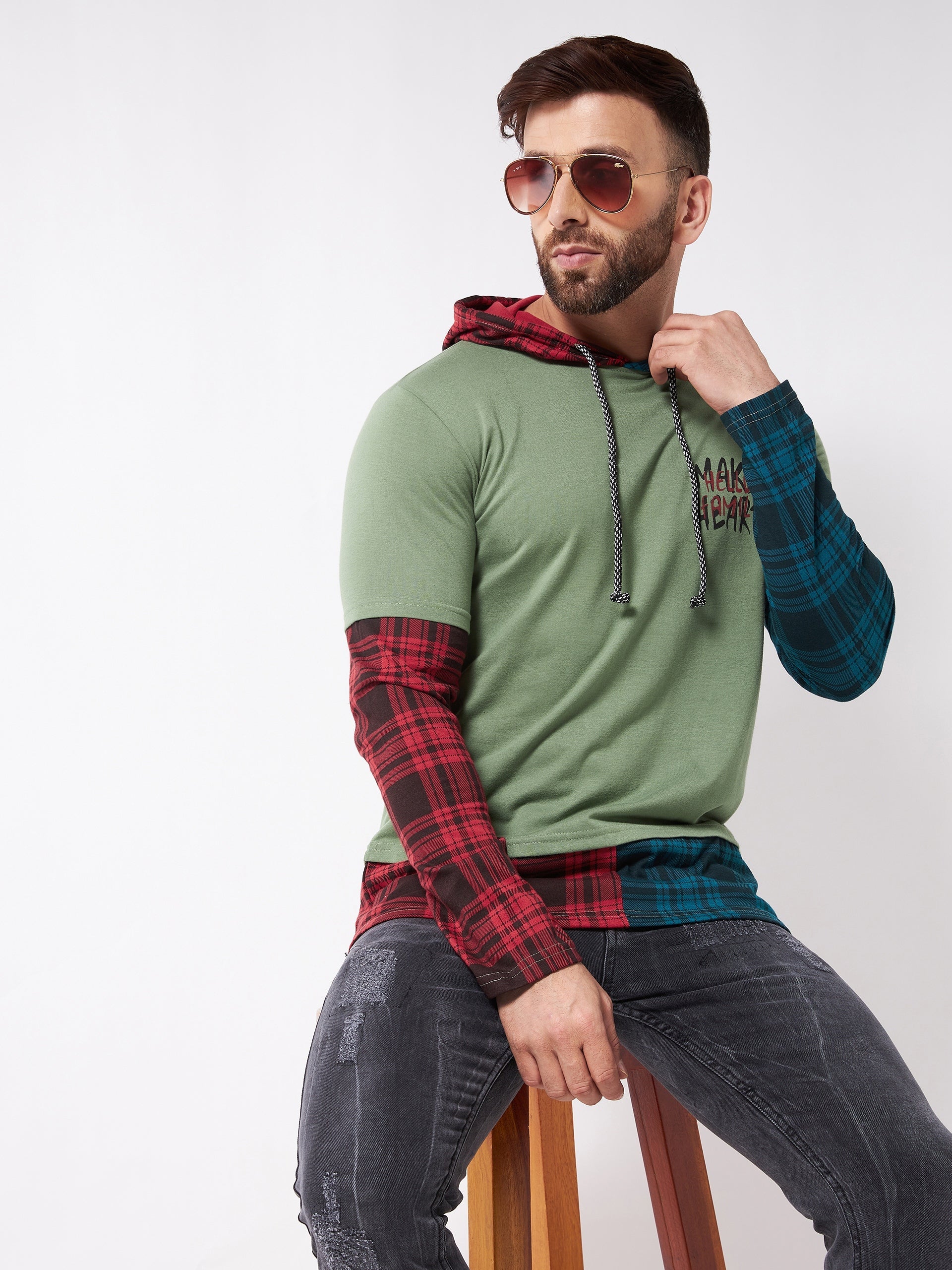 Cotton Blend Hooded Neck