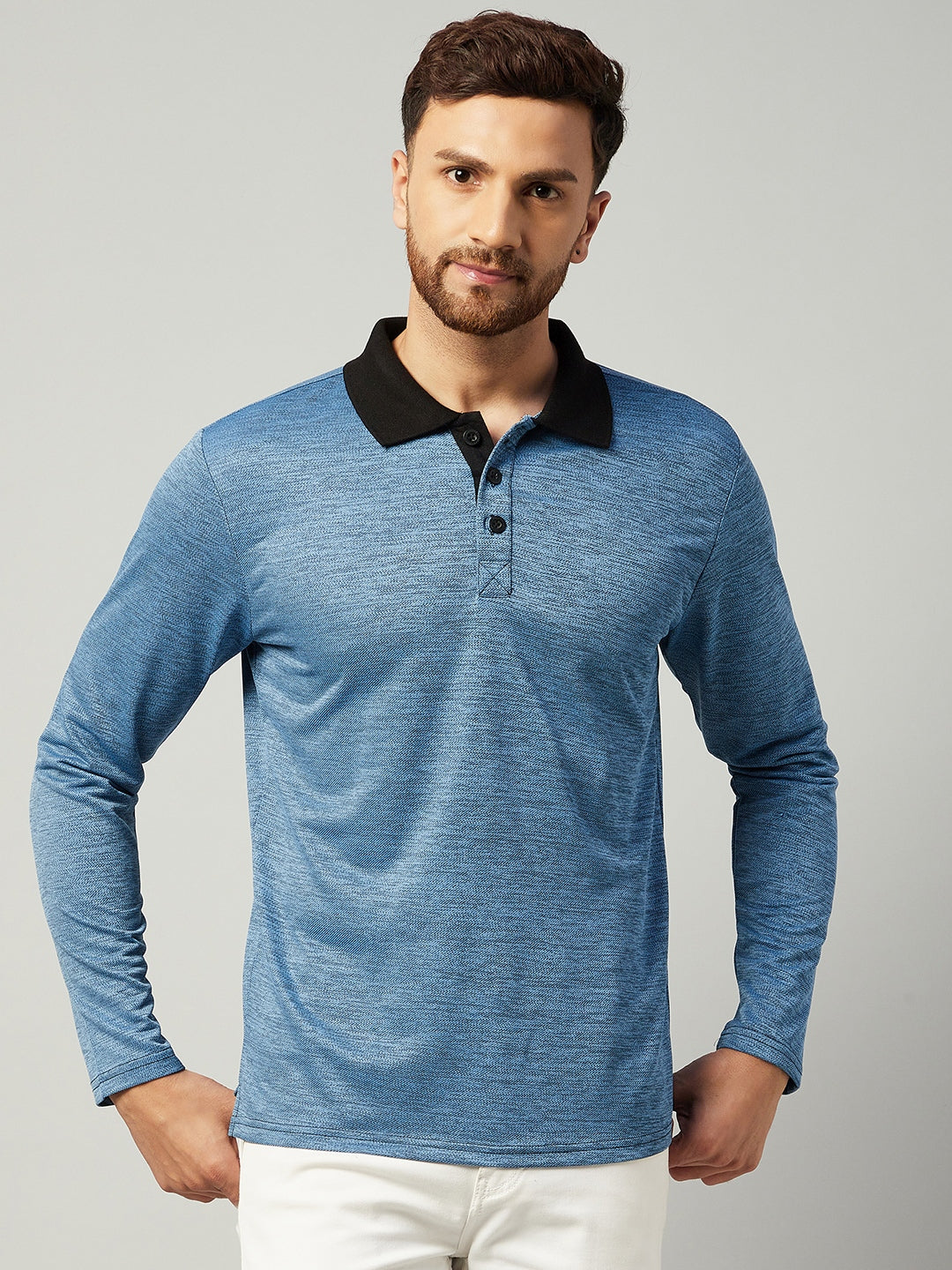 Sky Blue Full Sleeve  Polo T-Shirt