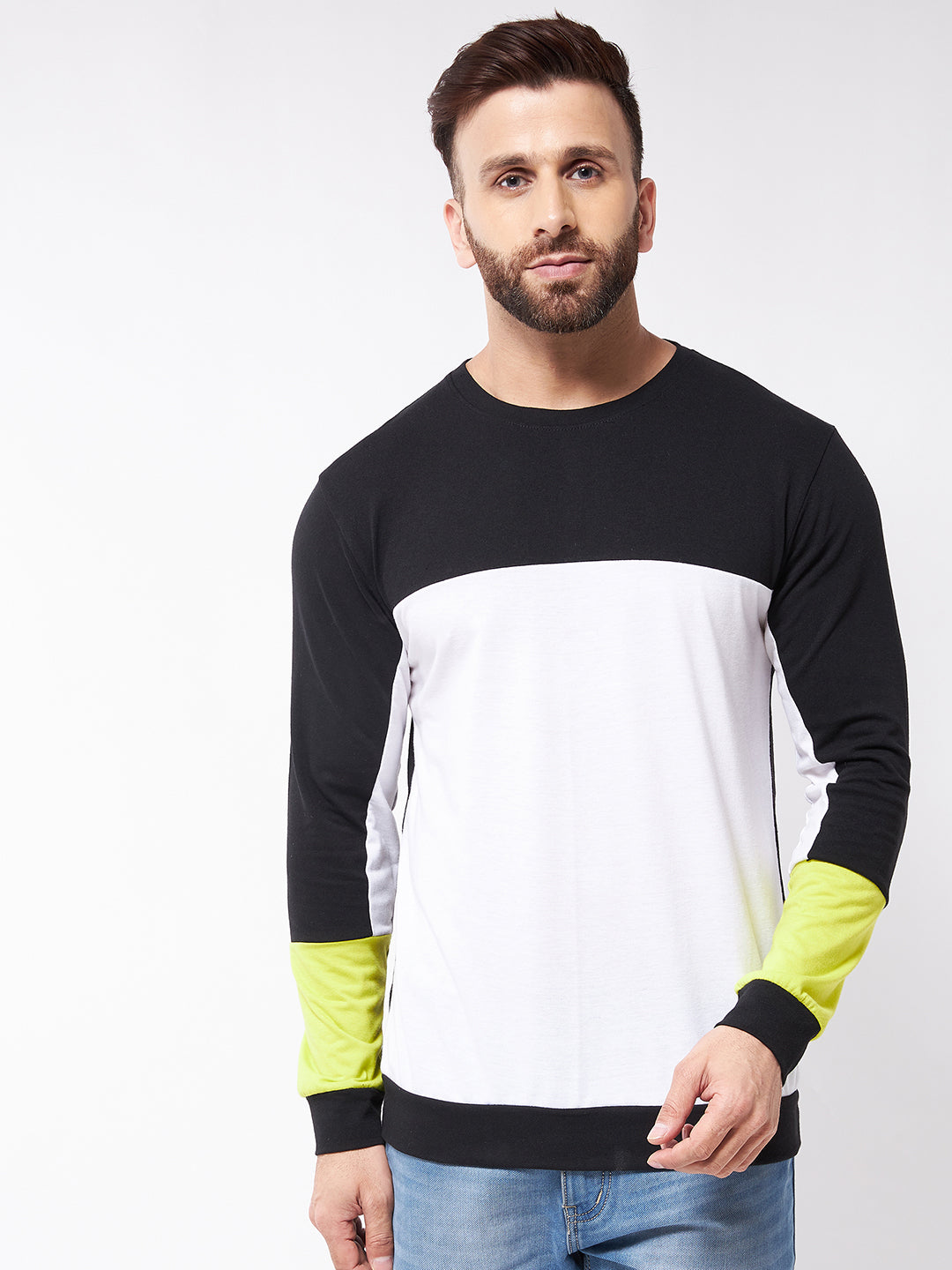 Oversized Black and White Color Block  T-Shirt