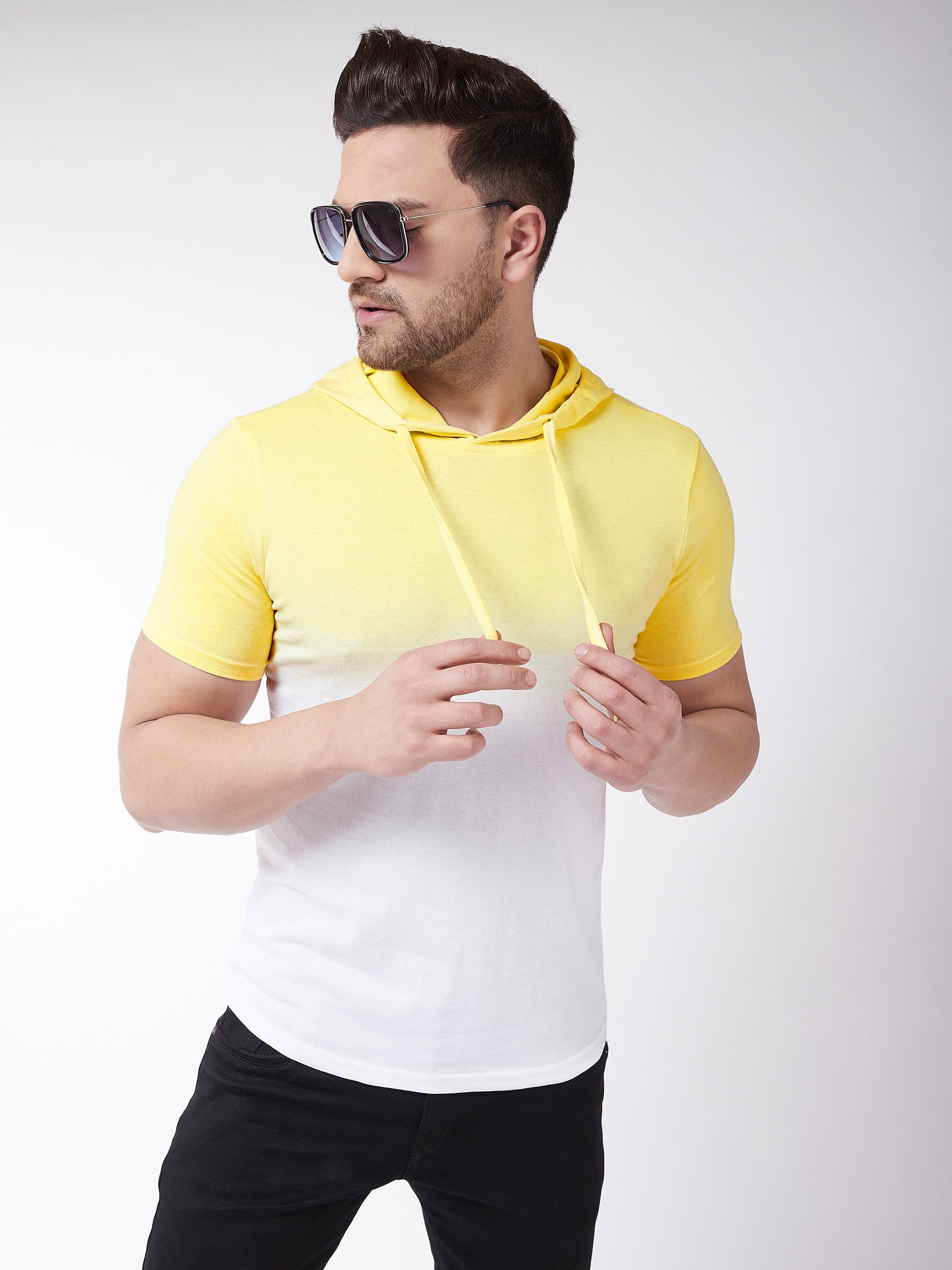 Yellow Men  Tie Dye Hooded T-shirt