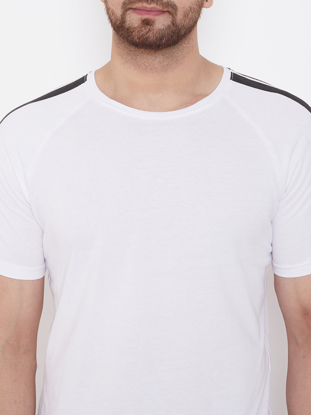 White Printed Men's Half Sleeves Round Neck T-Shirt