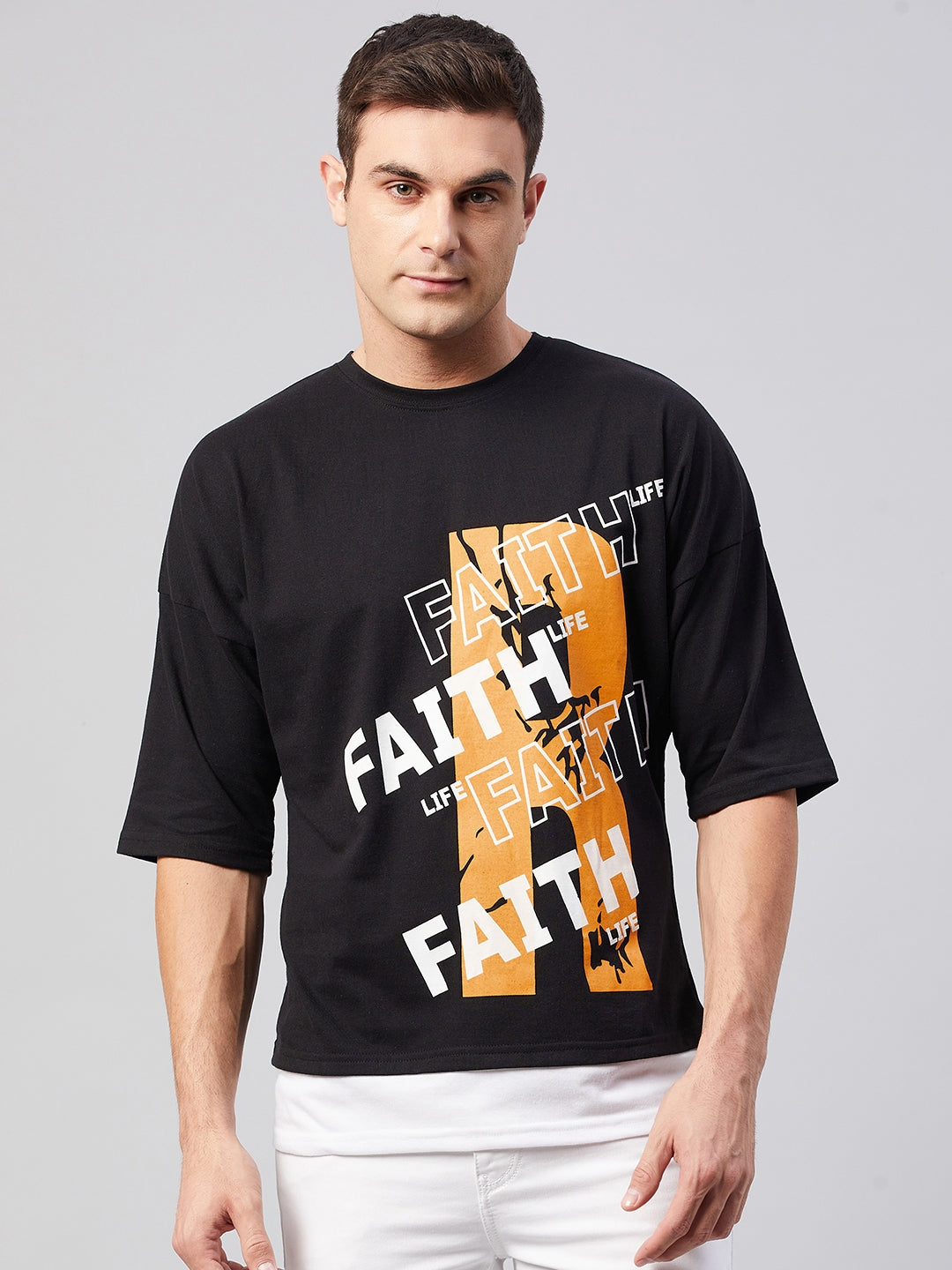 Black Half Sleeve Faith  Summer TShirt