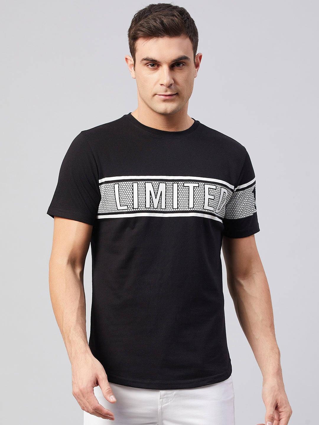 Black Half Sleeve Graphic  Summer T-shirt
