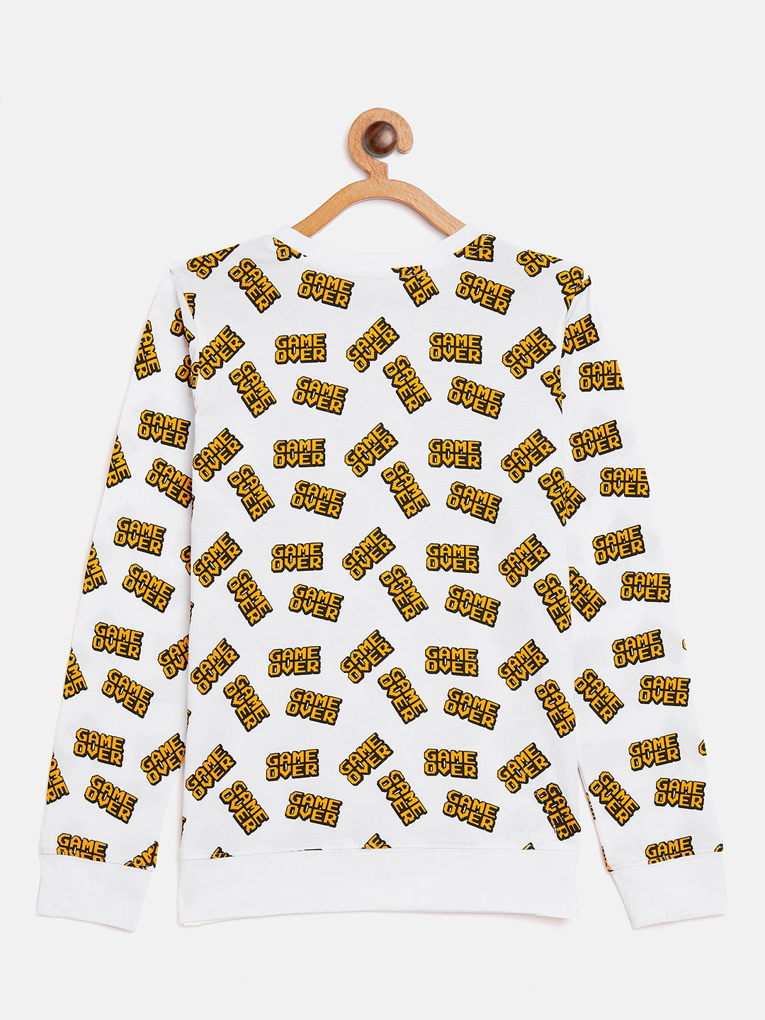 White Kids Full Sleeves Round Neck Printed T-Shirt