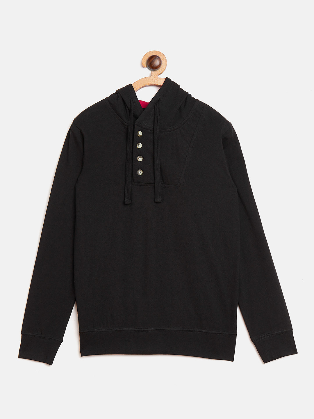 Black/Red Kids Full Sleeves K Hooded T-Shirt