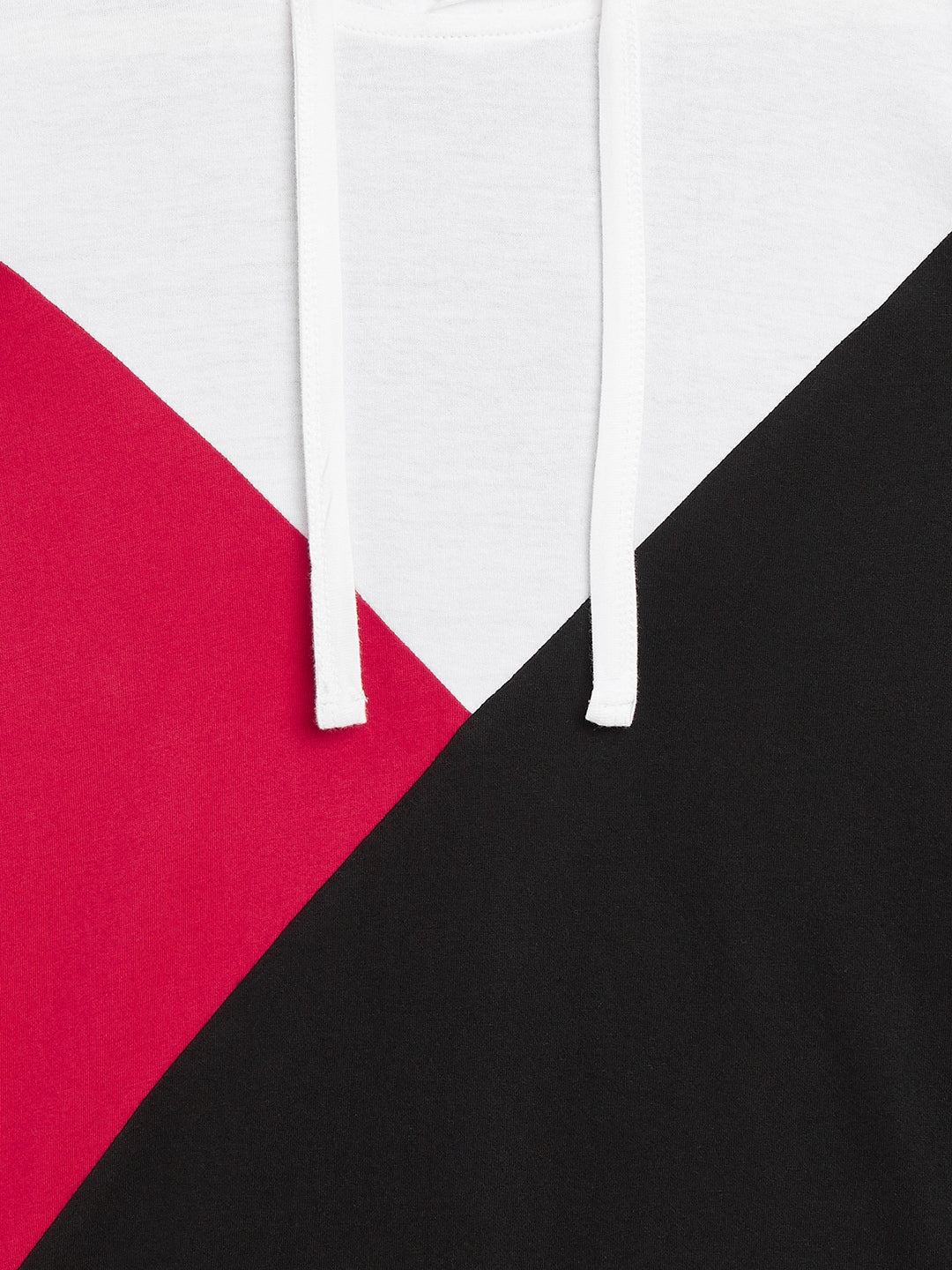 Black/White/Red Kids Full Sleeves Color Block Hooded T-Shirt