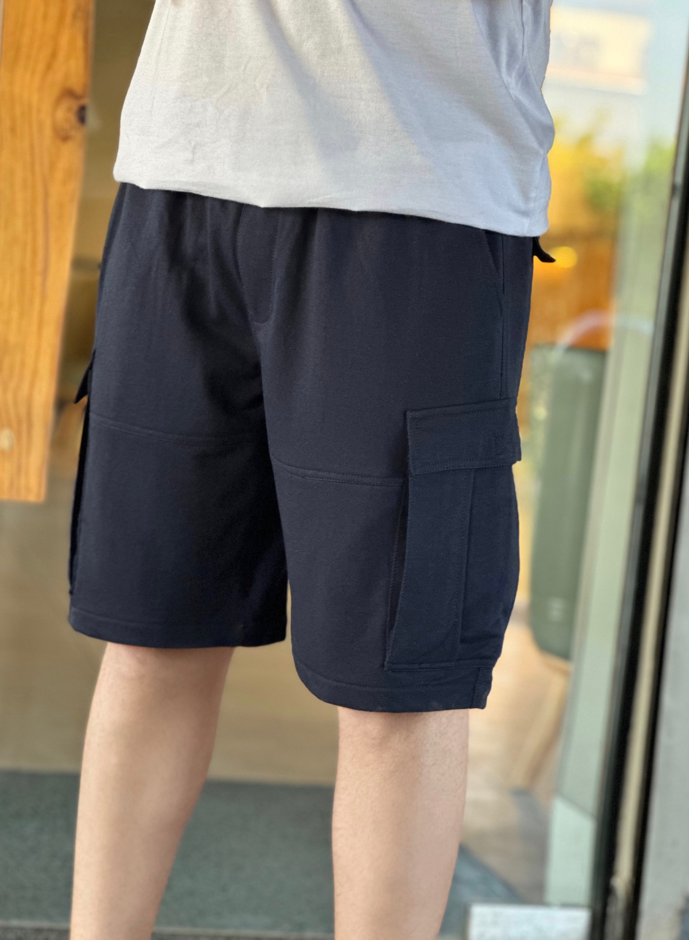 Navy Blue Double Pocket  Shorts
