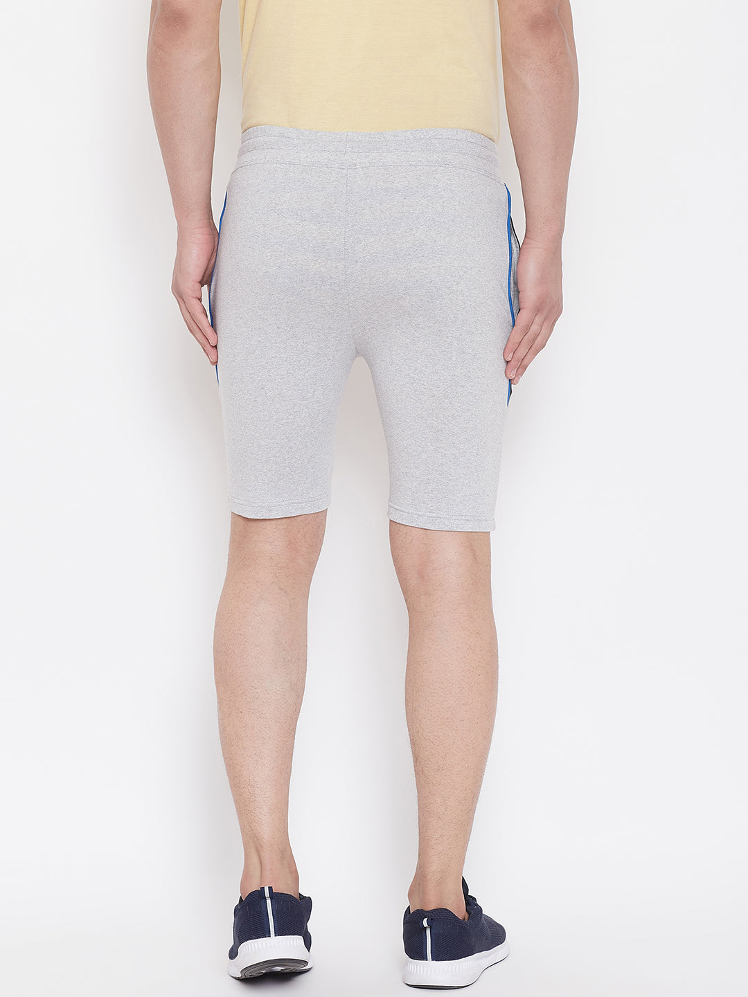 Grey Melange/Black Men'S Color Block Shorts