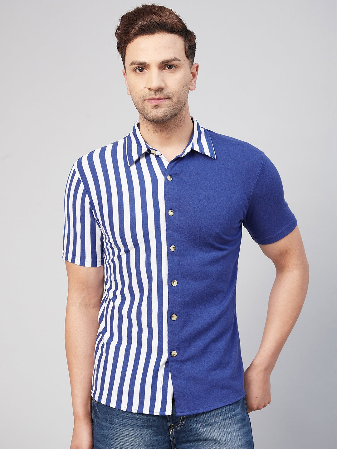 Blue & White Stripe Half Sleeve  Summer Shirt