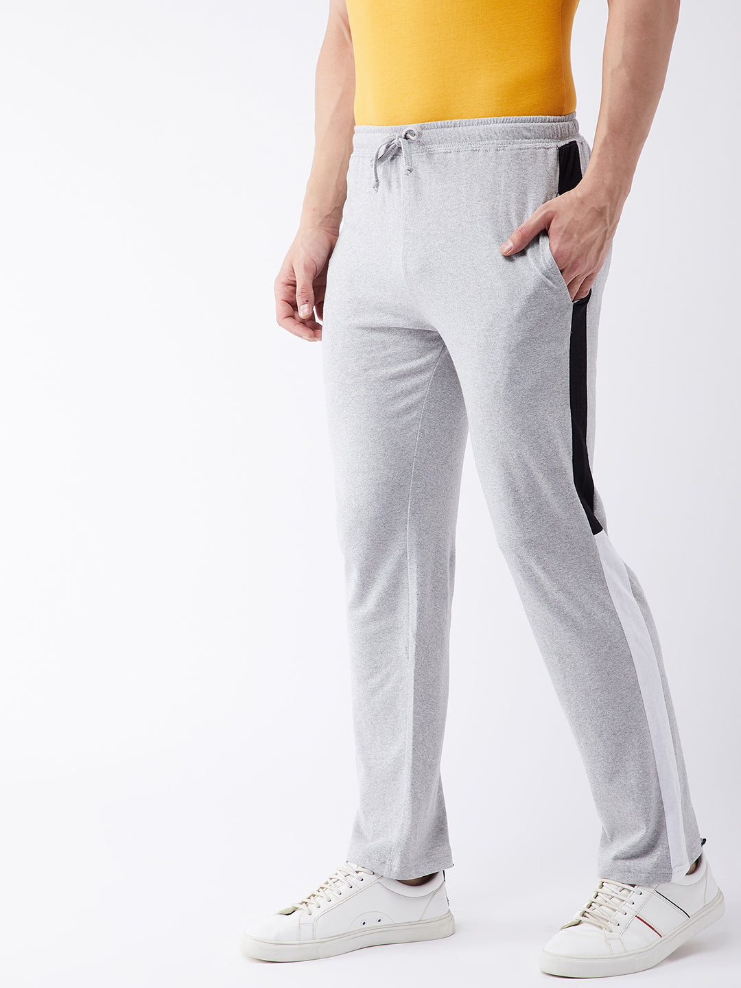 Grey Melange/Black/White Relax fit Trackpant