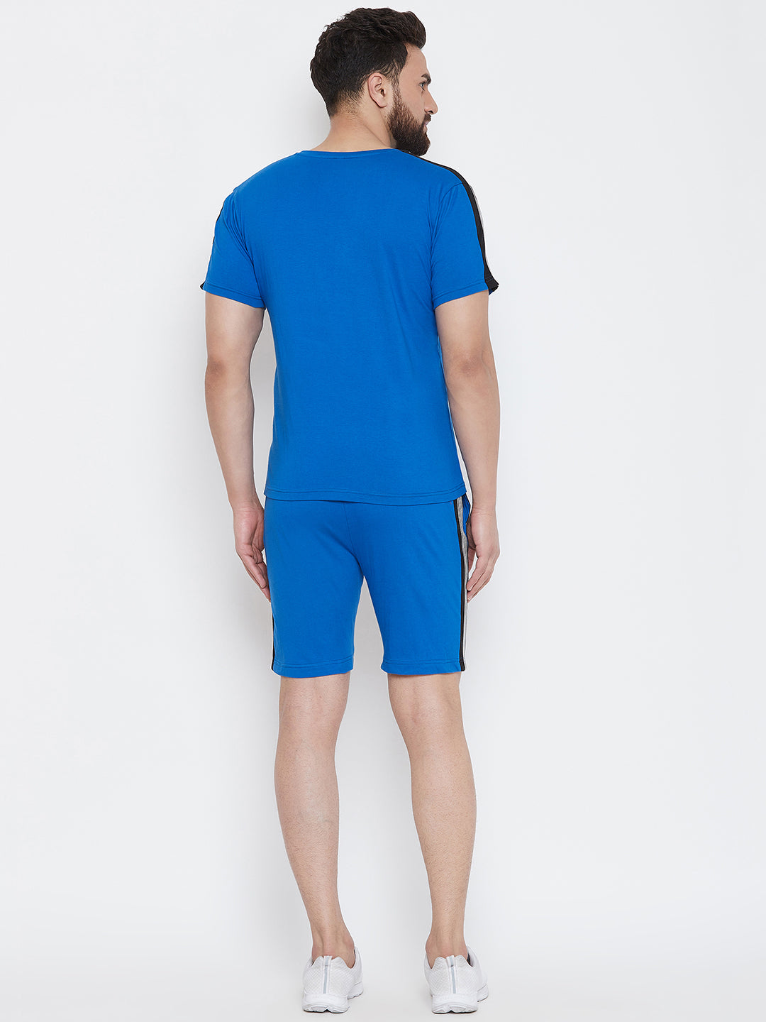Royal Blue/Black Half Sleeve Round Neck T-Shirt & Short Set