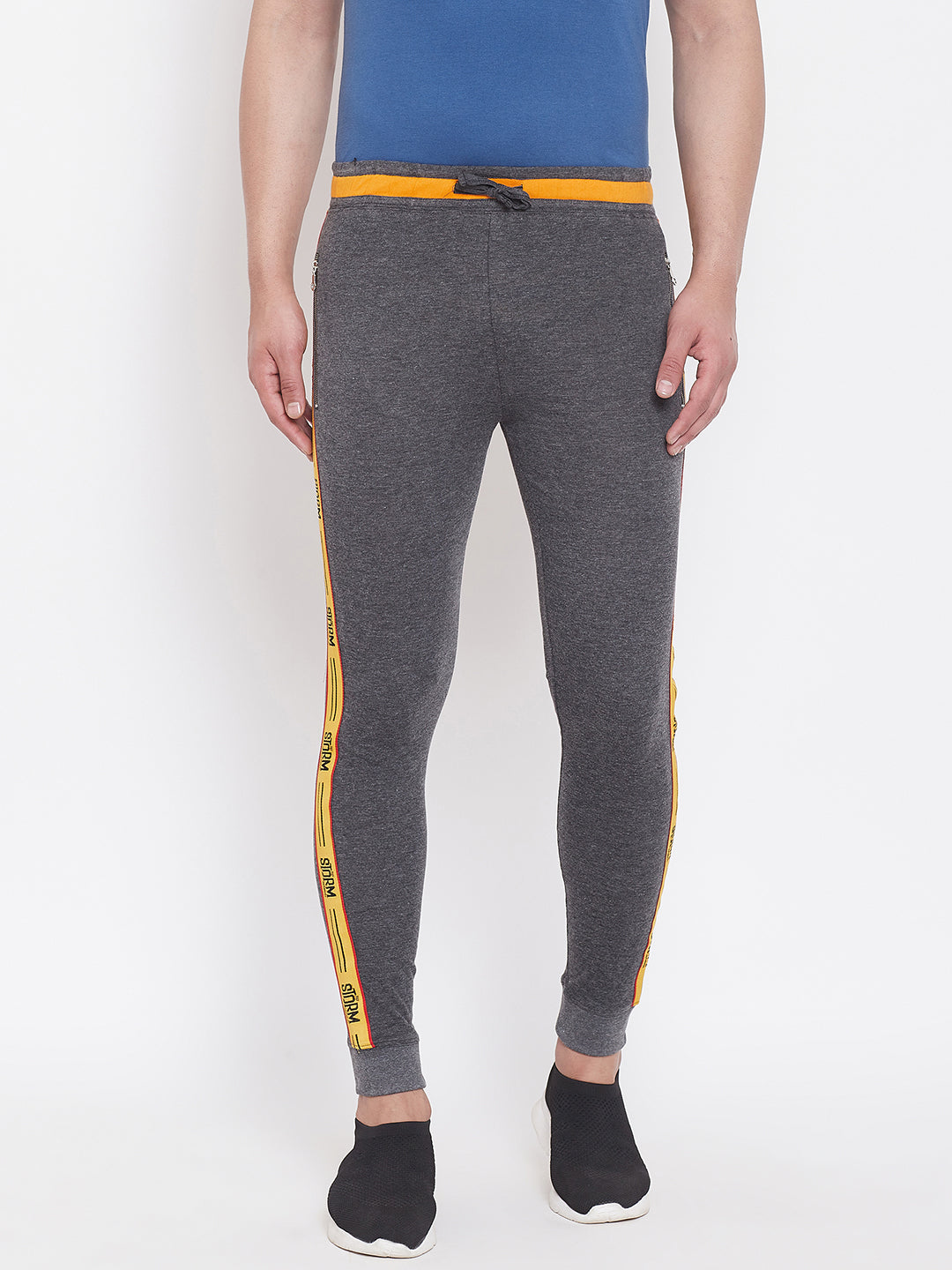 Anthramenlage/Yellow Men'S Slim Fit Jogger'S With Zipped Pocket'S