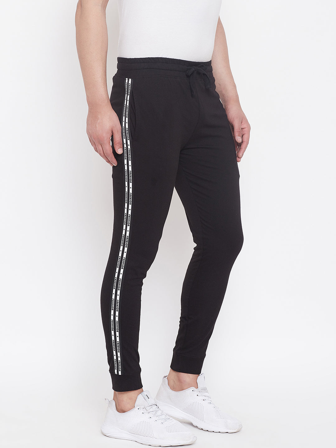 Black Slim Fit Joggers With Side Taping