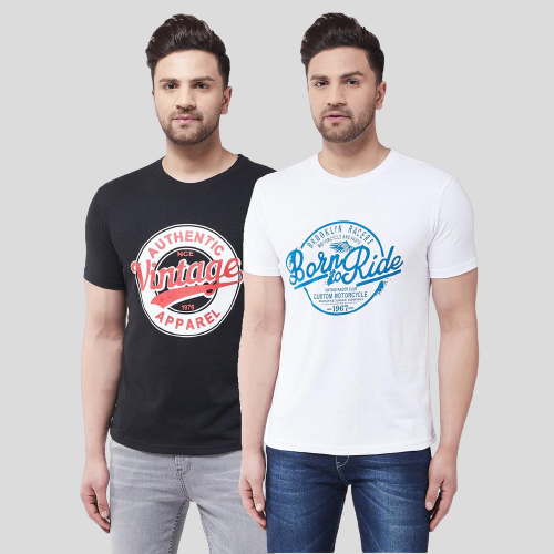 Black/White2 Casual Tshirt Combo Set