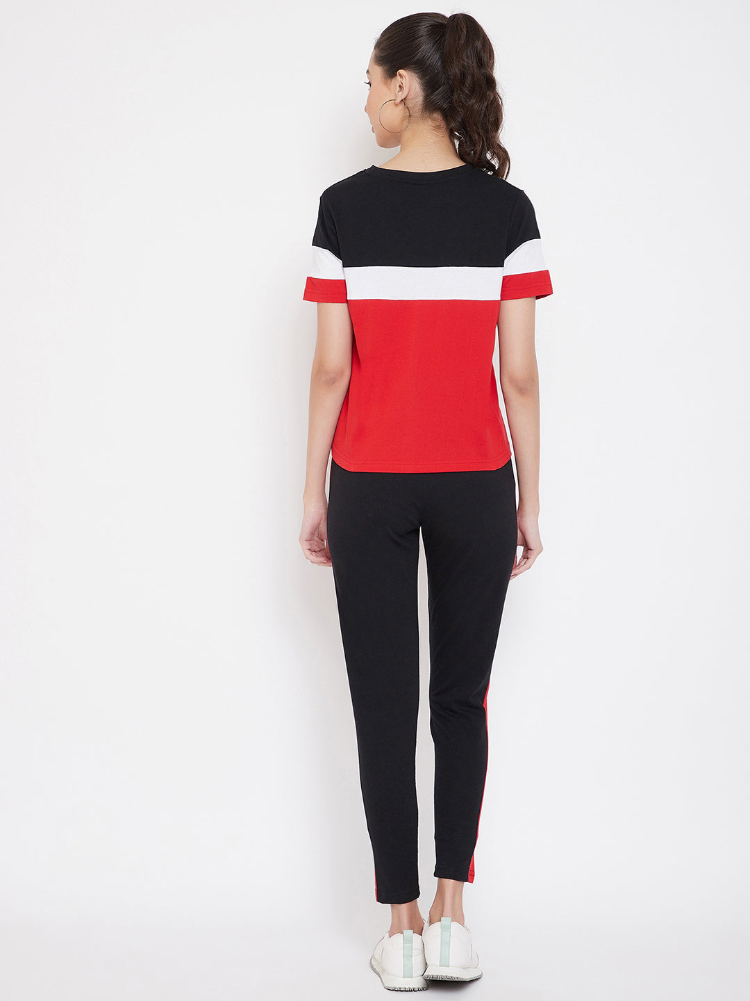 Women  Red T-shirt & Track pant Combo Set