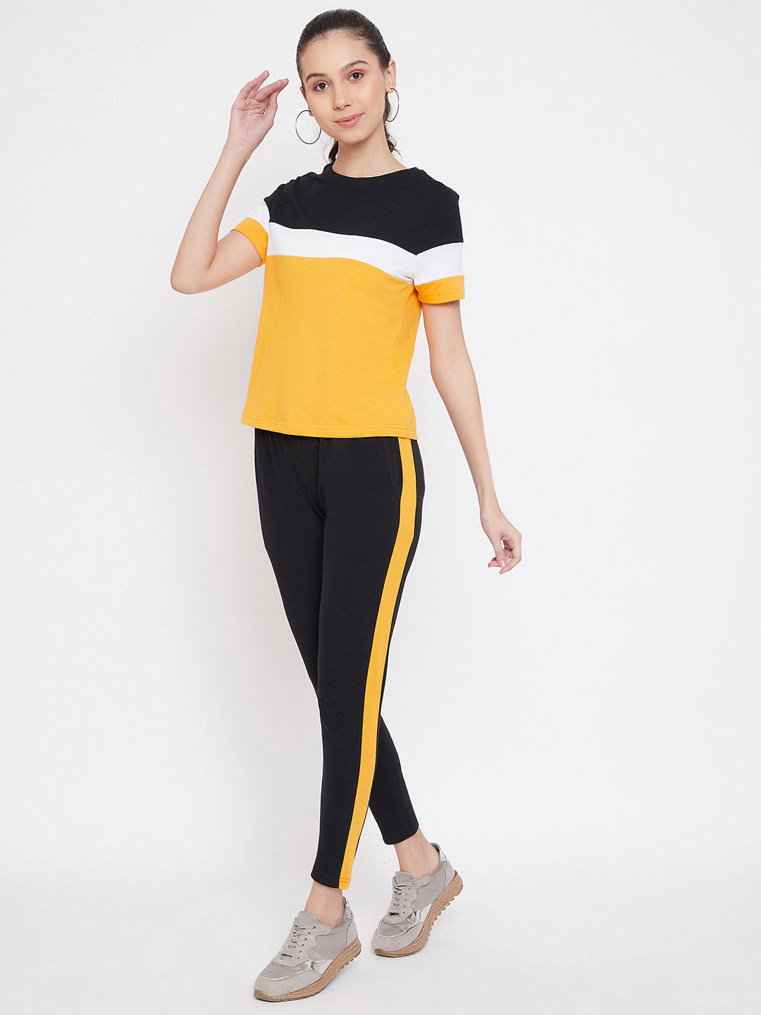 Women  Yellow T-shirt & Track pant Combo Set