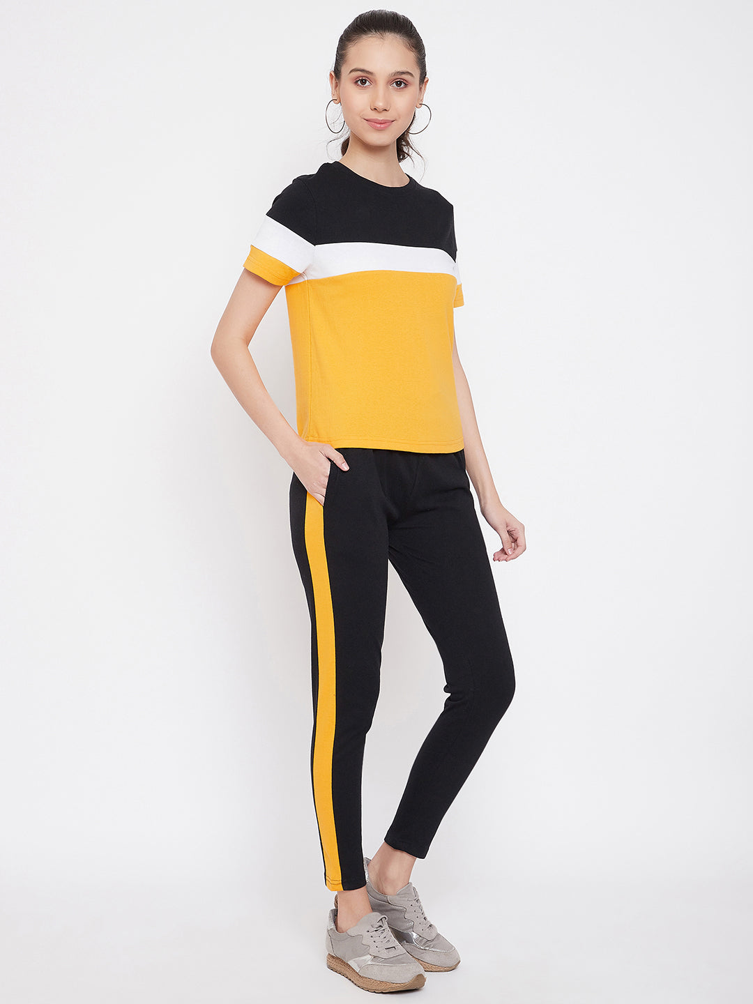 Women  Yellow T-shirt & Track pant Combo Set