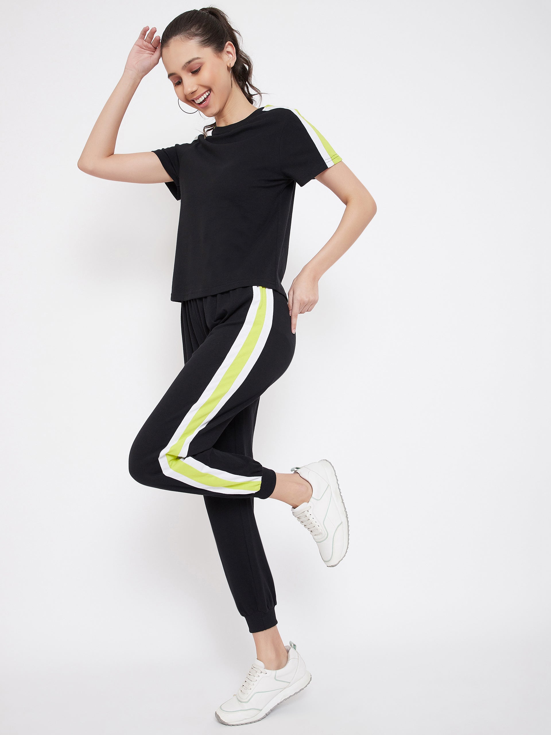 Women   Light Green T-shirt & Track pant Combo Set