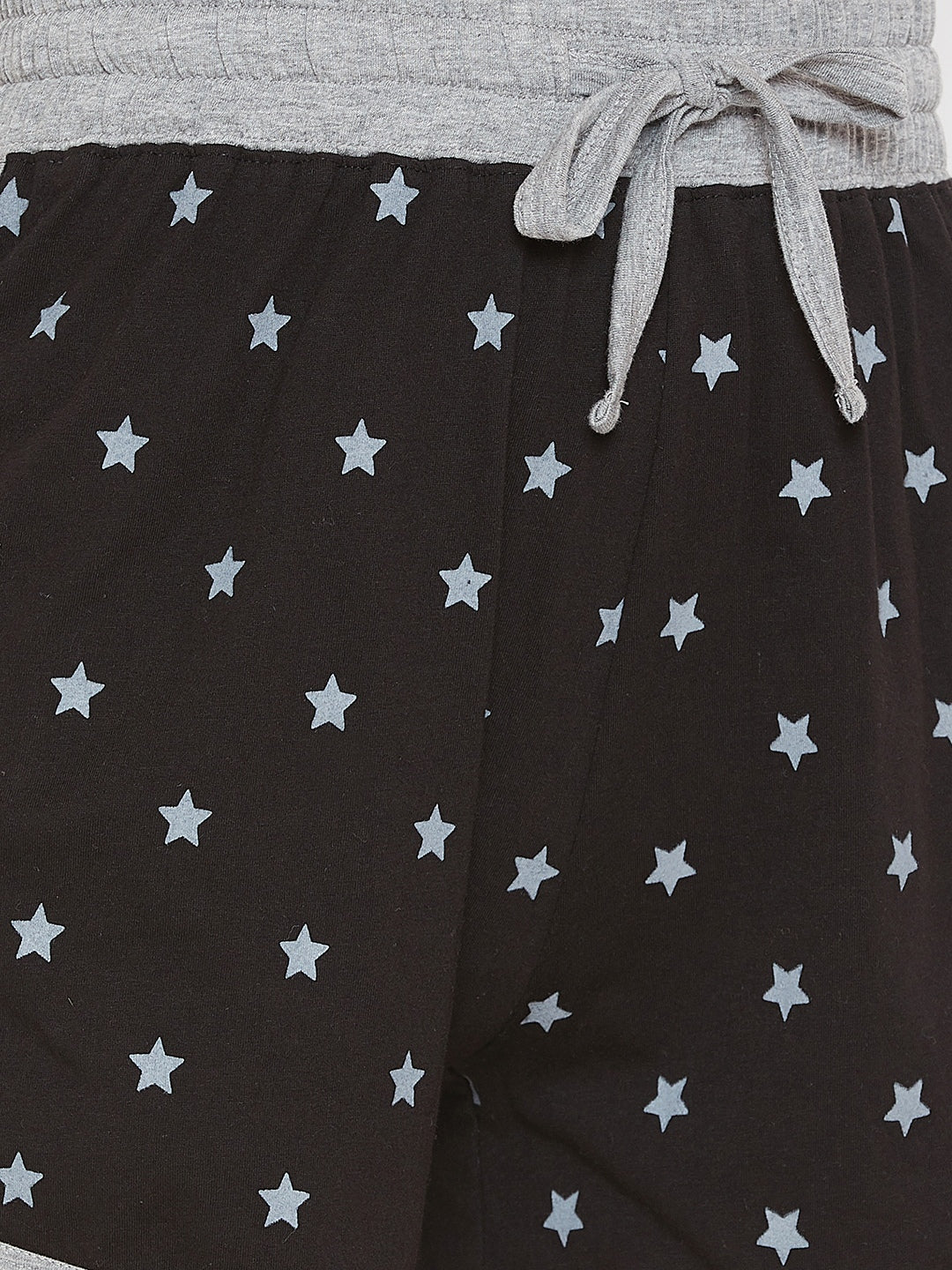 Black/Grey Melange Printed Shorts
