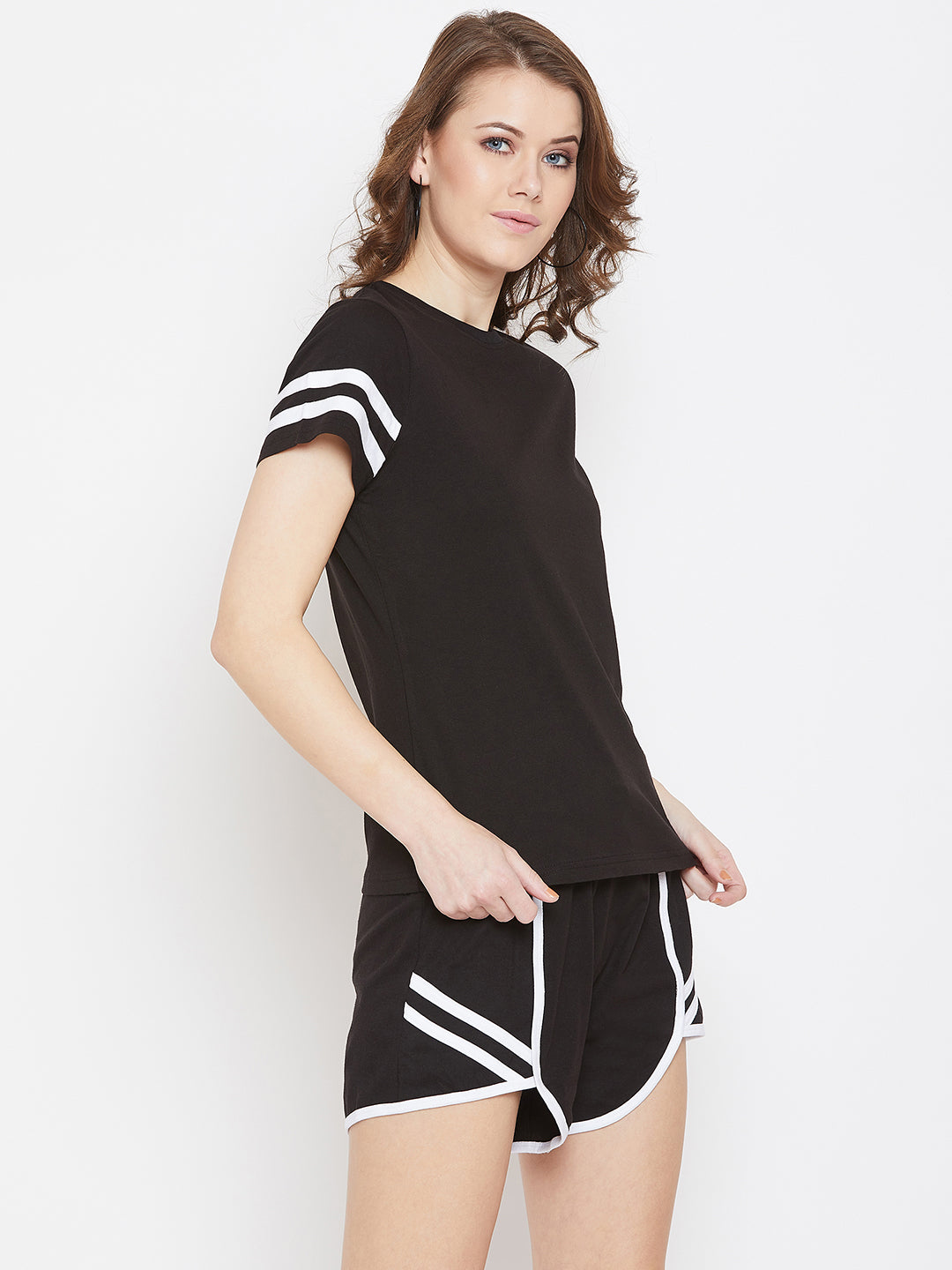 Black/White Stripe T-shirt and Short Set