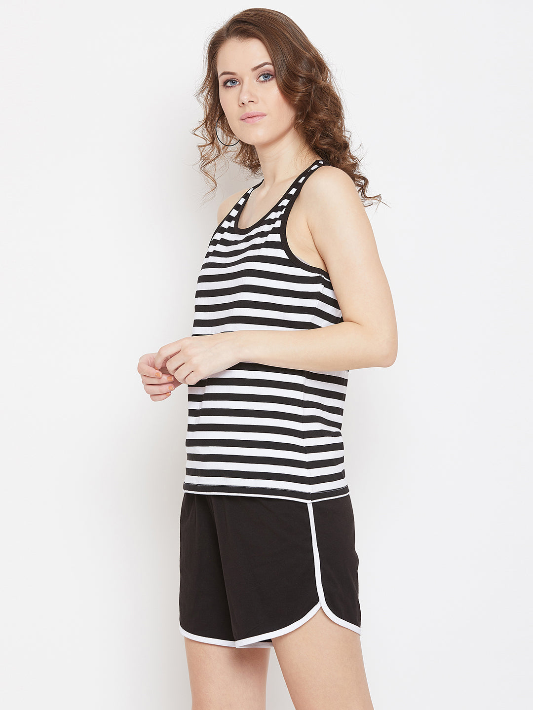 Black/White Striper T-shirt and Short Set