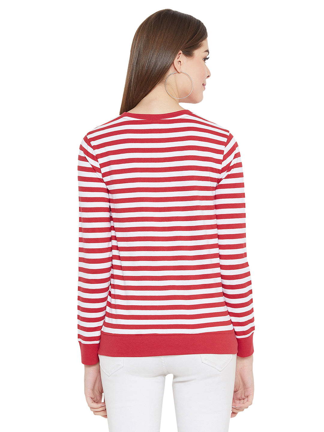 White/Red Full Sleeves Striper Full Sleeves T-Shirt