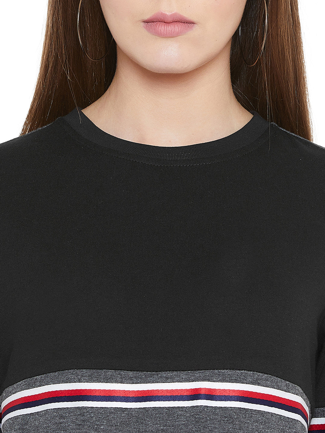 Black/Anthramelange Full Sleeves Color Block Taping Full Sleeves T-Shirt