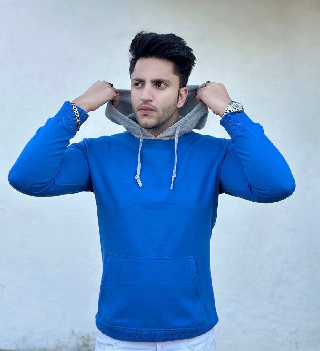 Royal Blue Hooded Sweatshirt with Kangaroo Pocket