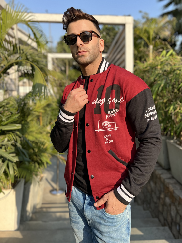 Varsity Maroon Black Sanity Jacket