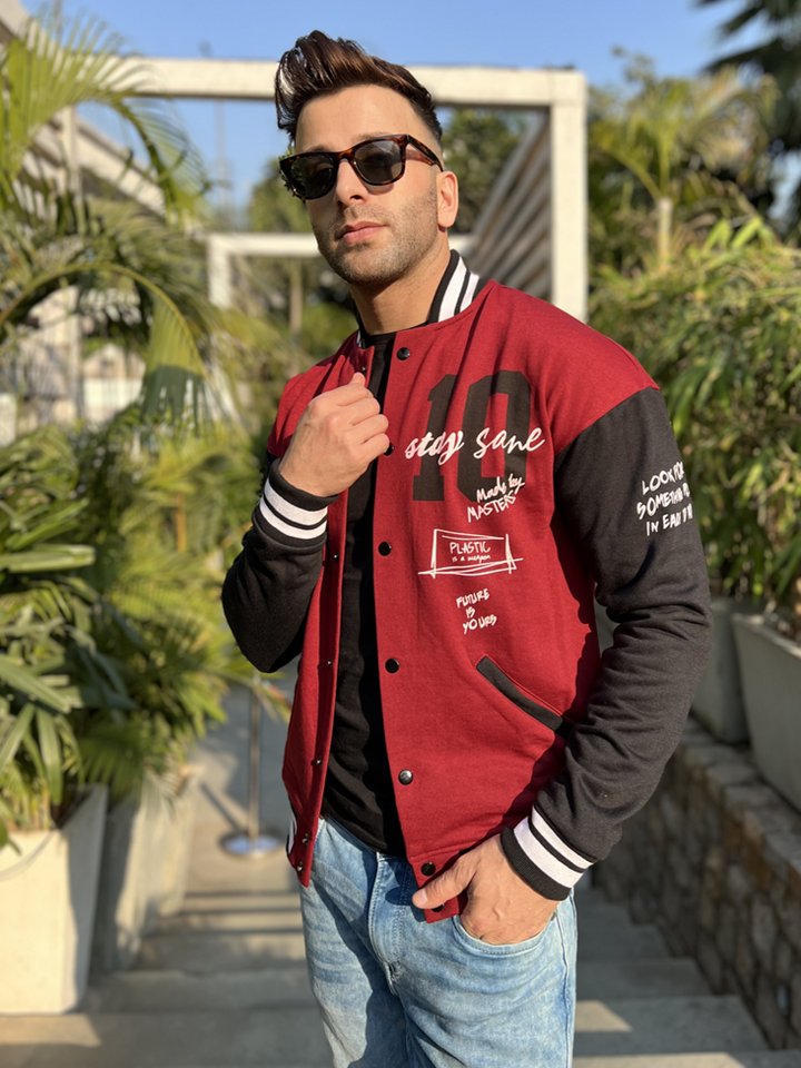 Varsity Maroon Black Sanity Jacket
