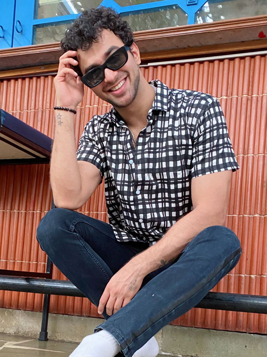 White Check Half Sleeve Shirt