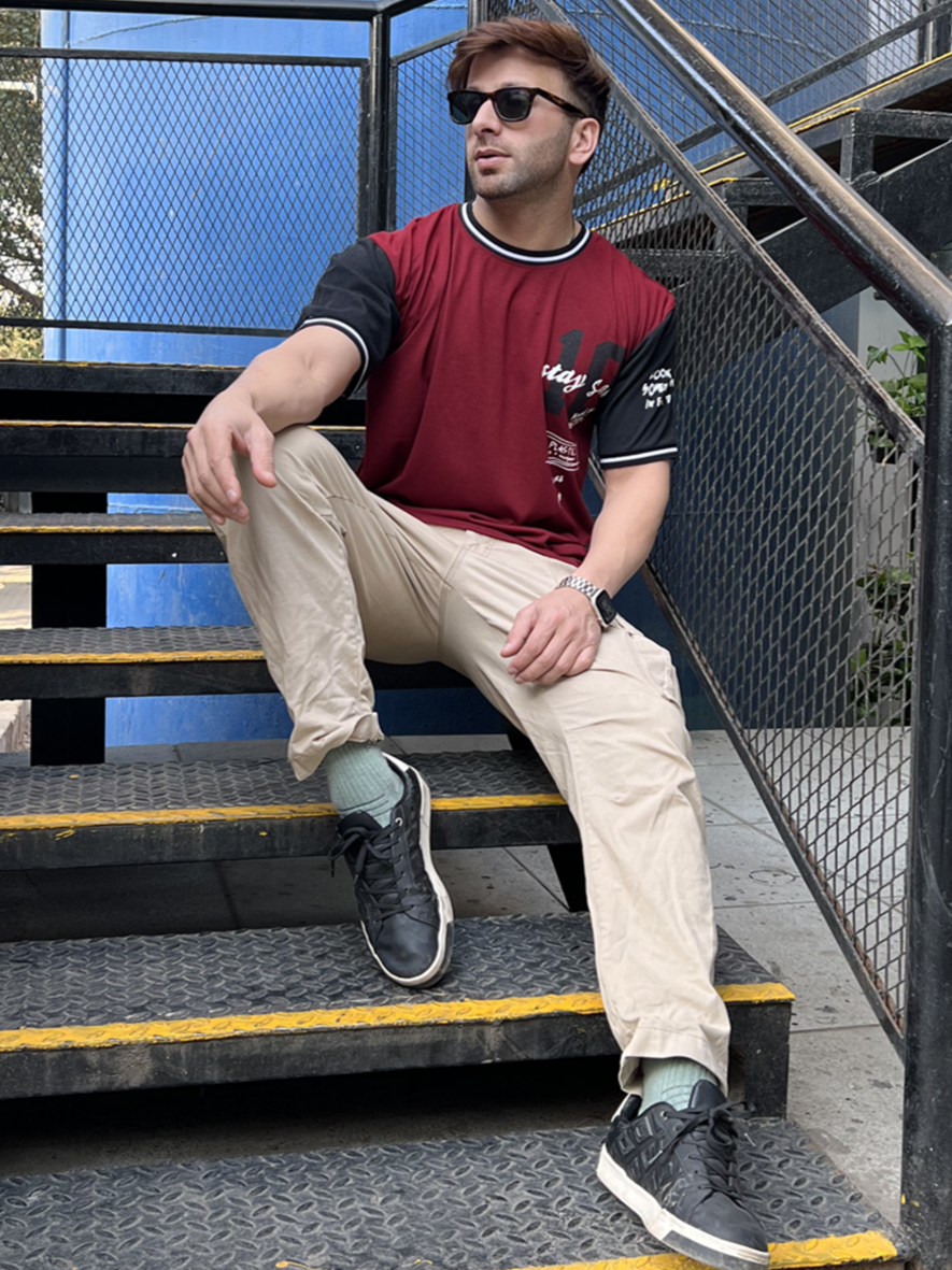 Maroon Oversized Varsity T-shirt