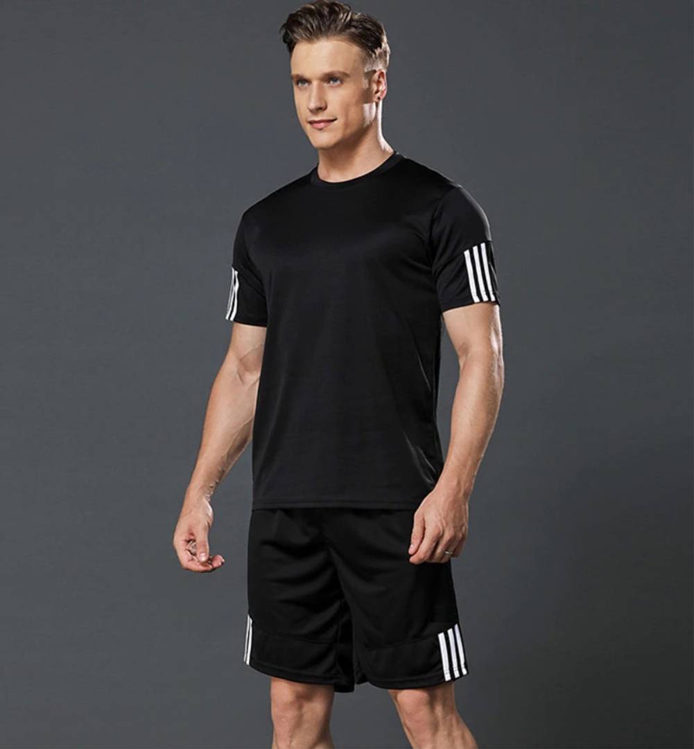 Men's Sports T Shirt & Shorts Set - Black