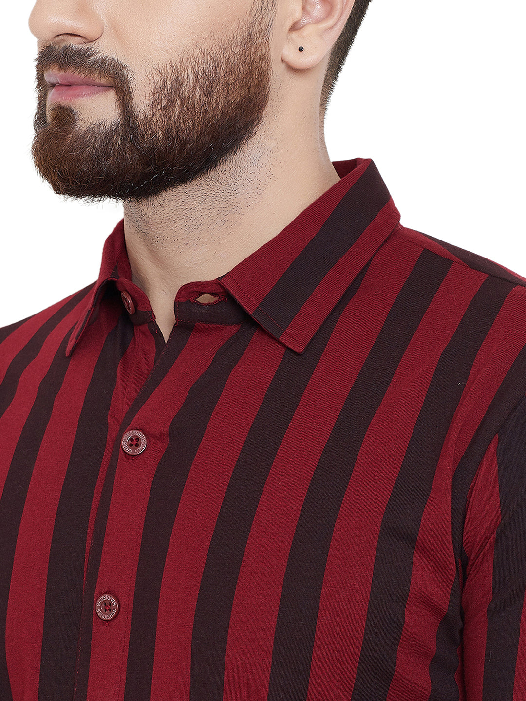 Maroon/Black Printed Regular Collar Full Sleeves Shirt
