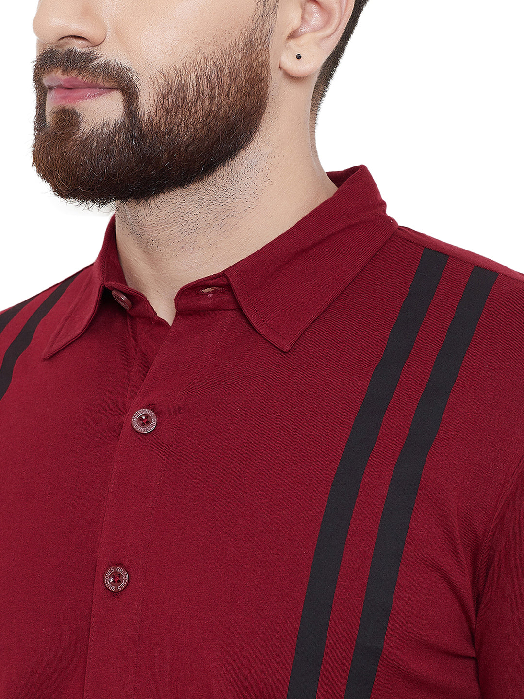 Maroon Printed Regular Collar Full Sleeves Shirt
