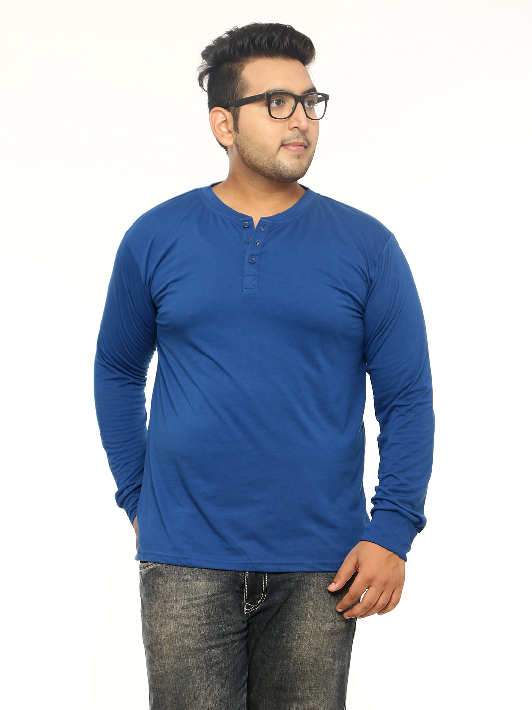 Blue Plus Size Henley T-Shirt