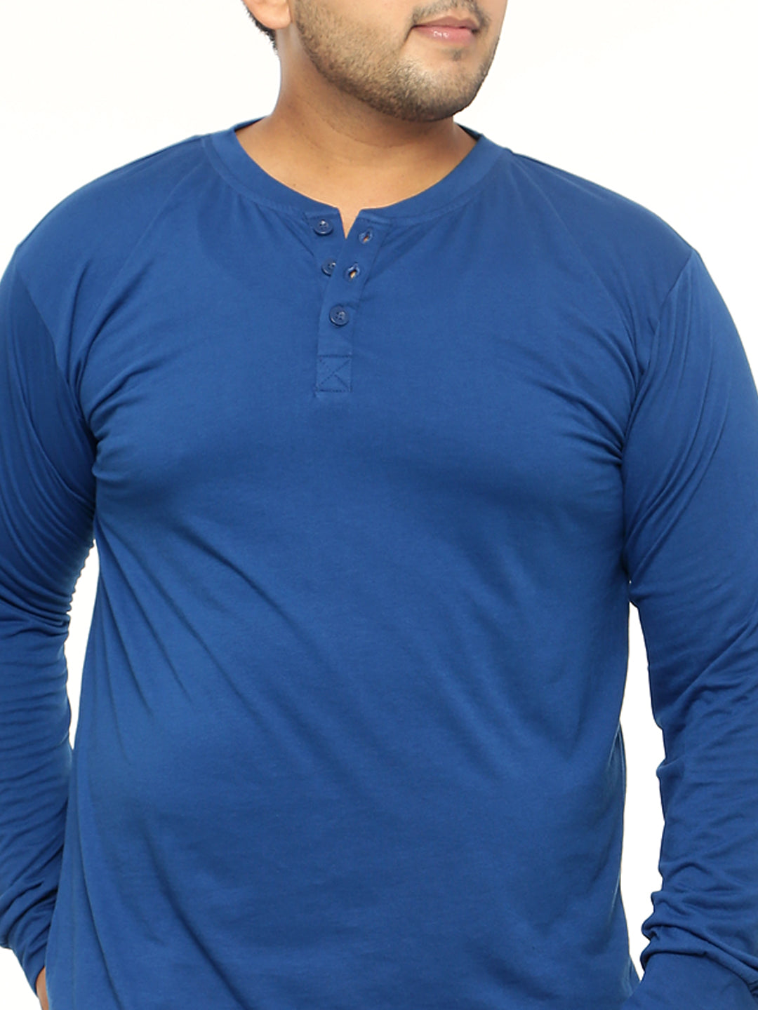 Blue Plus Size Henley T-Shirt