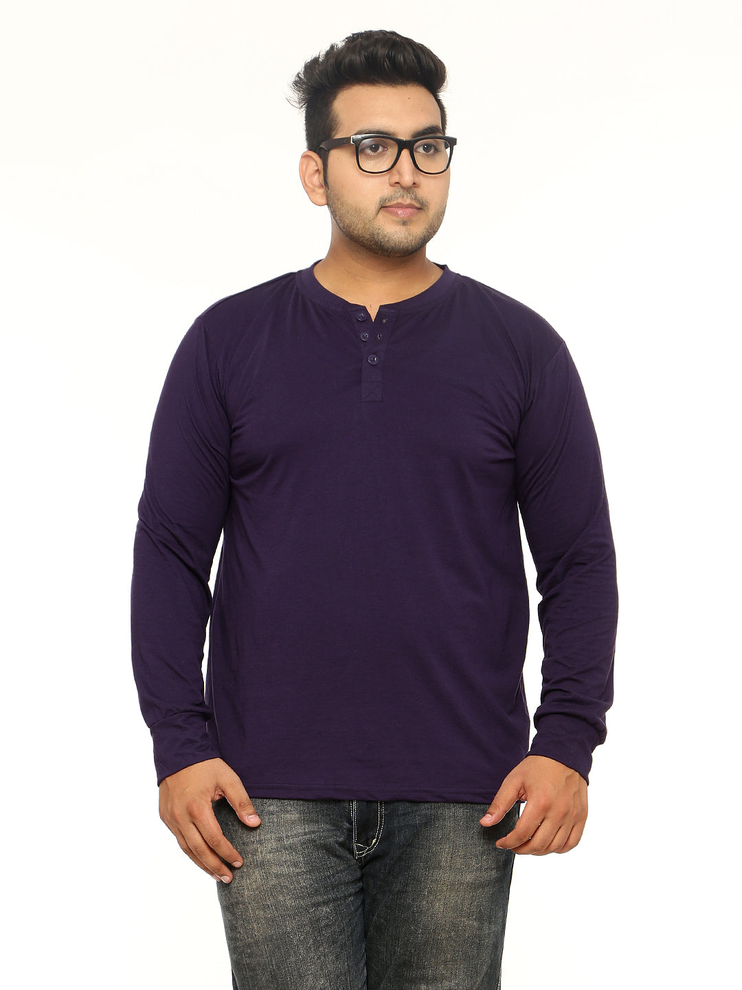 Navy Blue Plus Size Henley T-Shirt