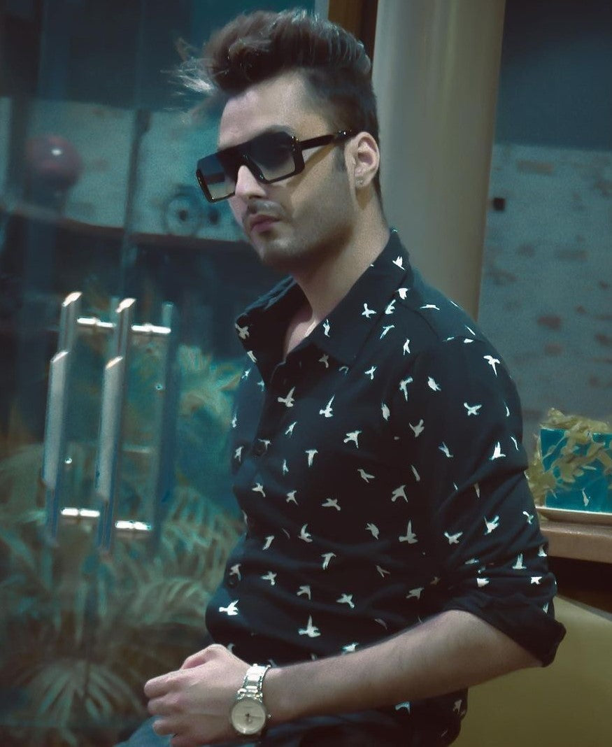 Black Printed Regular Collar Full Sleeves Shirt