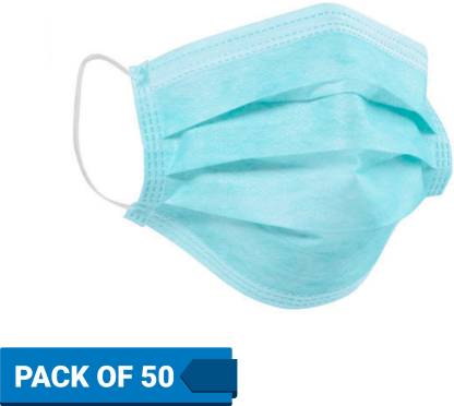 Unisex 3 Ply Non Woven Anti Pollution Surgical Mask- Pack of 50